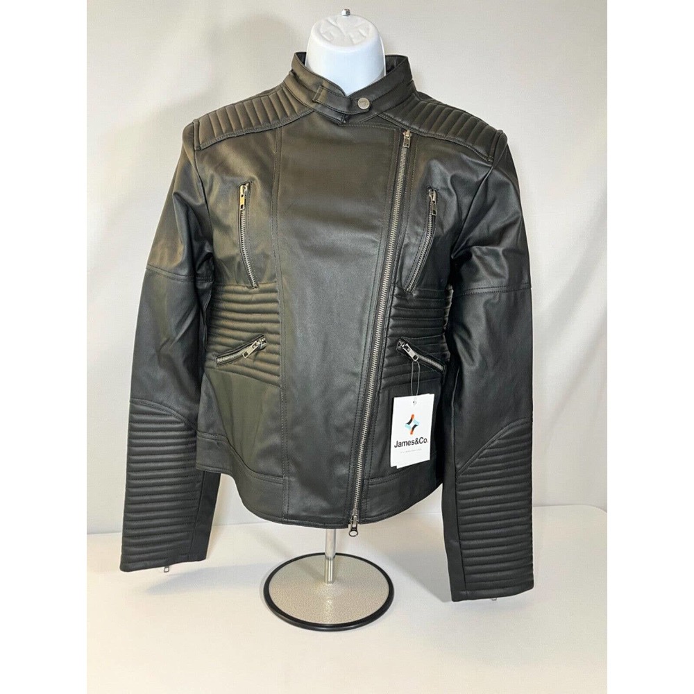 James & Co Bomber Jacket Vegan Leather - M New With Tags